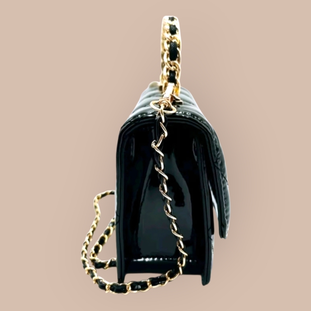 Valentino Orlandi Quilted Black Patent Leather Crossbody Bag - Picture 6 of 8